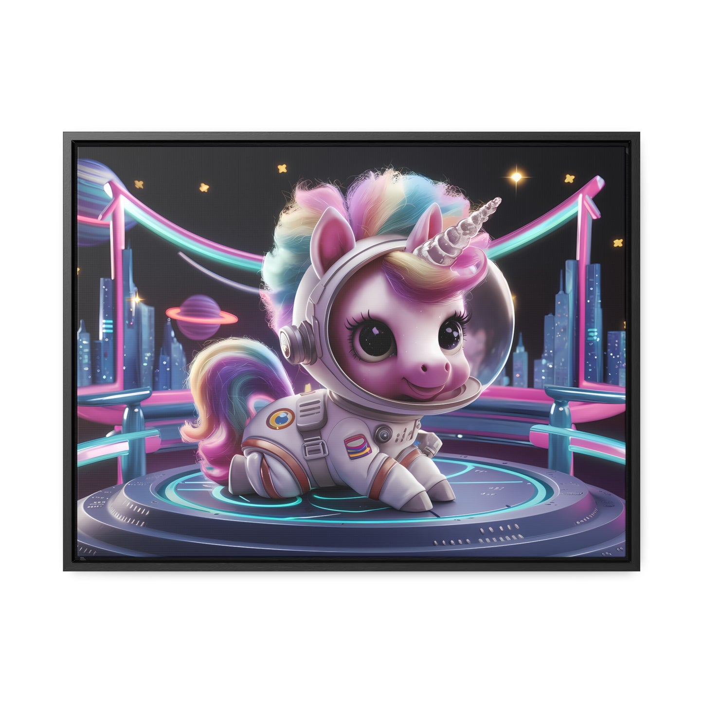 "Galactic Unicorn Explorer" - Gallery Canvas Wraps, Horizontal Frame