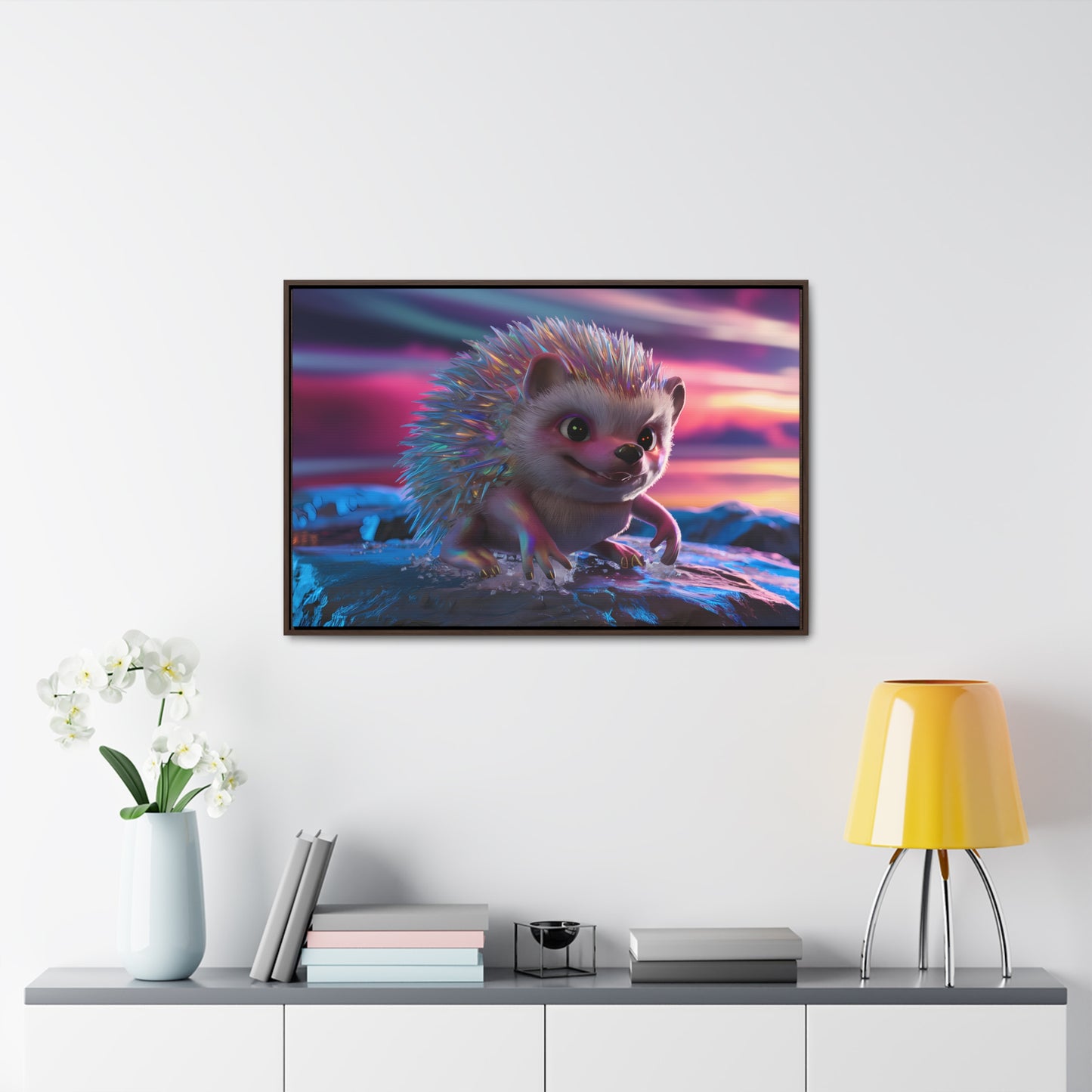 Prismatic Hedgehog at Dusk - Gallery Canvas Wraps, Horizontal Frame