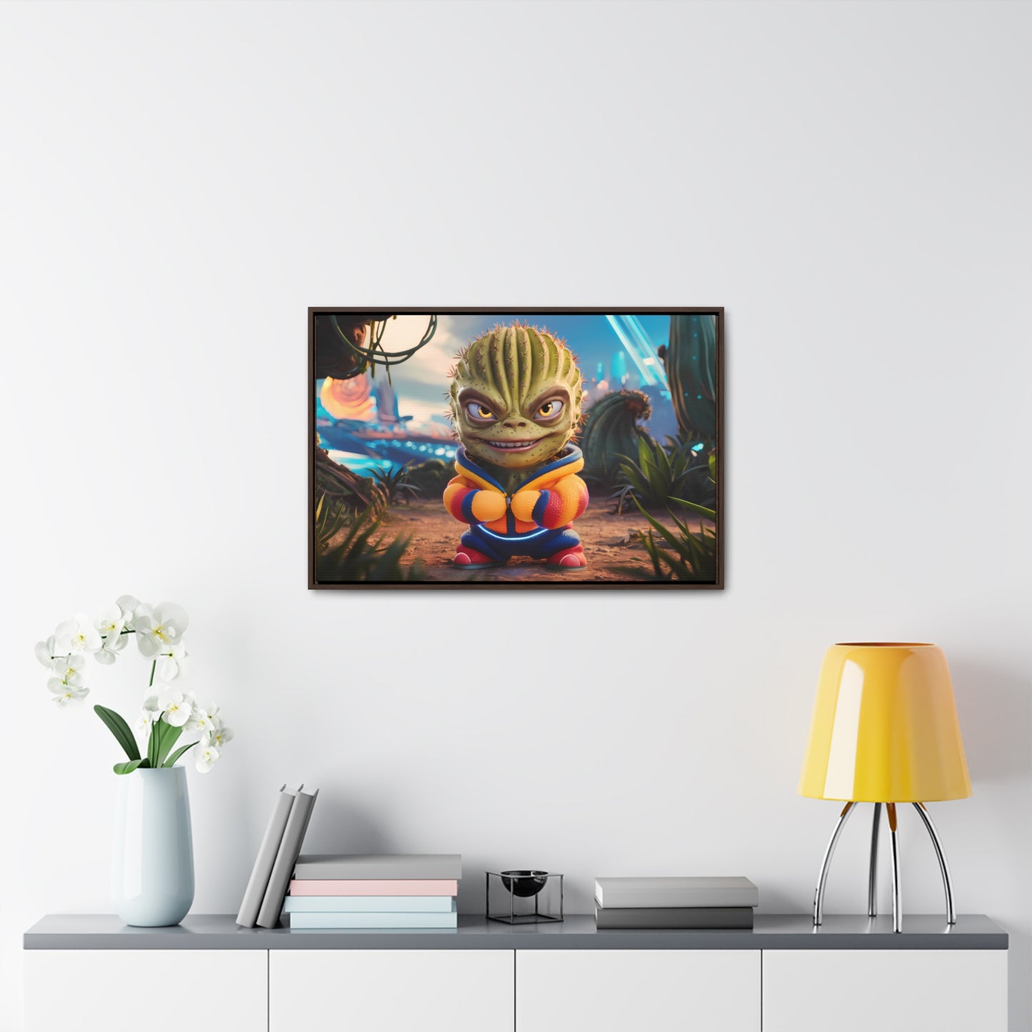 "Desert Champion: The Prickly Warrior" - Gallery Canvas Wraps, Horizontal Frame