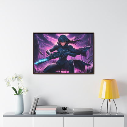 Shadow Sentinel: Neon Hunter - Gallery Canvas Wraps, Horizontal Frame