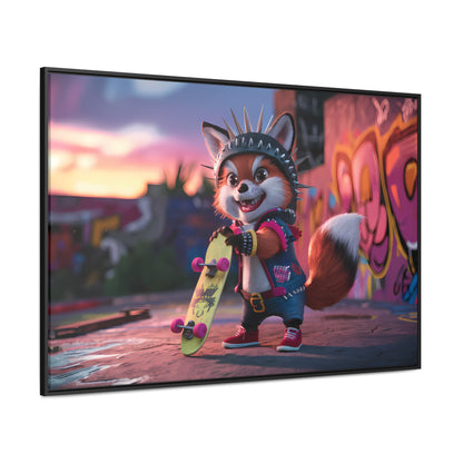 "Punk Skater Fox at Sunset" - Gallery Canvas Wraps, Horizontal Frame