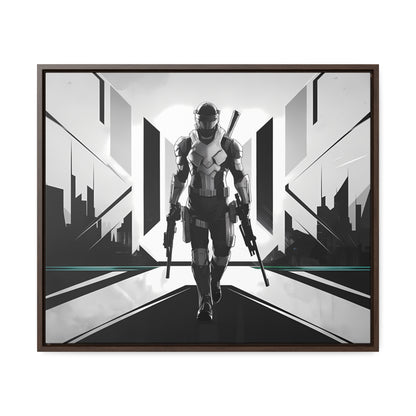 Sentinel of the Neon Metropolis - Gallery Canvas Wraps, Horizontal Frame