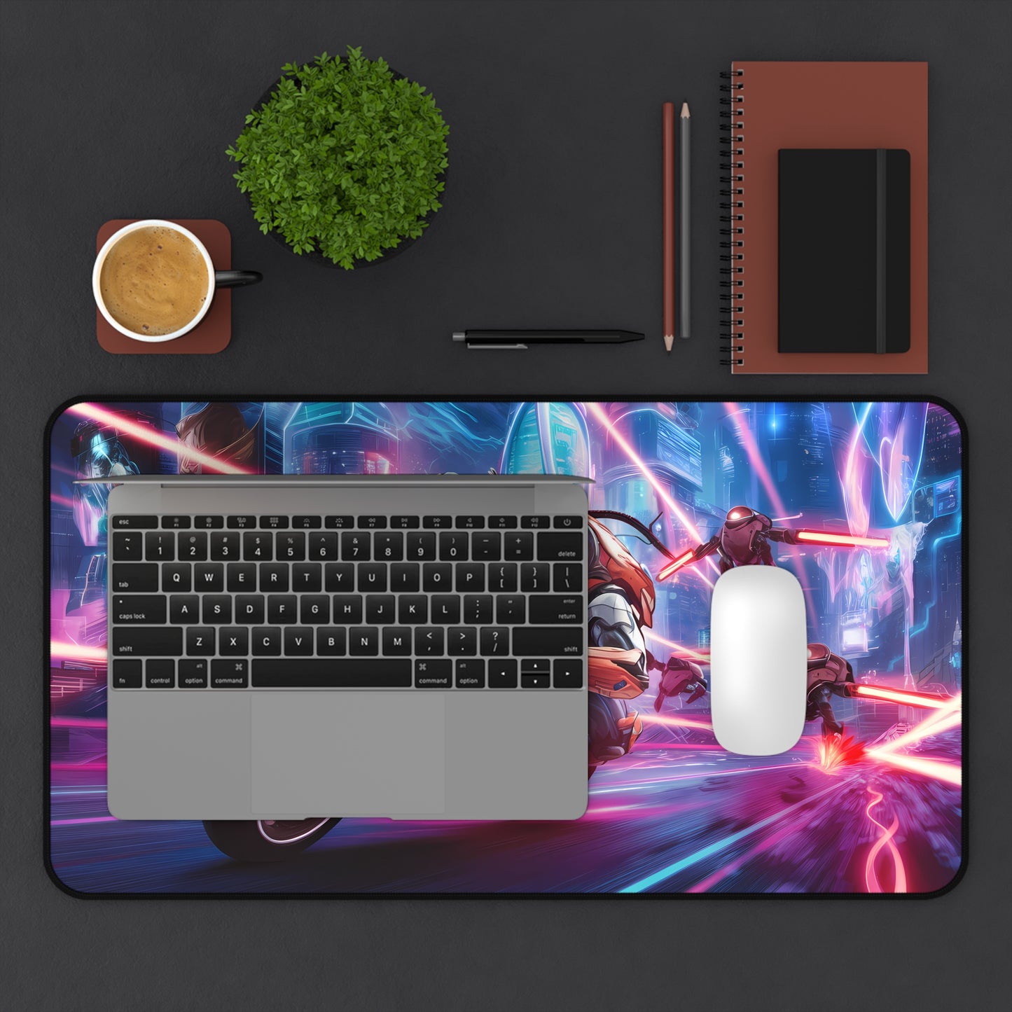 Neon Chase: Cyberbike Pursuit - Desk Mat