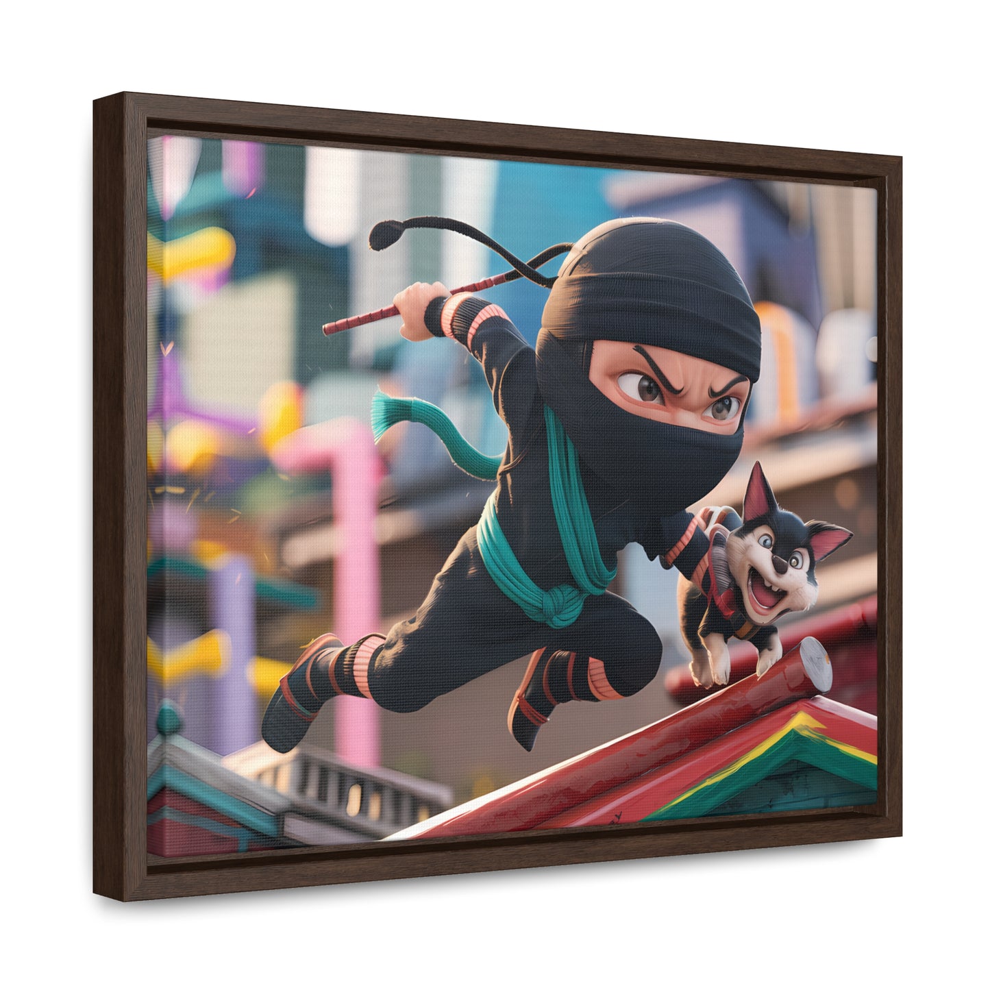 "Ninja and the Fearless Pup" - Gallery Canvas Wraps, Horizontal Frame