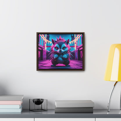 Punk Hedgehog in Neon City - Gallery Canvas Wraps, Horizontal Frame