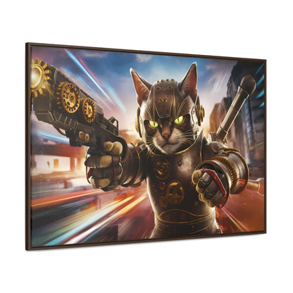 Cyberpunk Cat Warrior - Gallery Canvas Wraps, Horizontal Frame