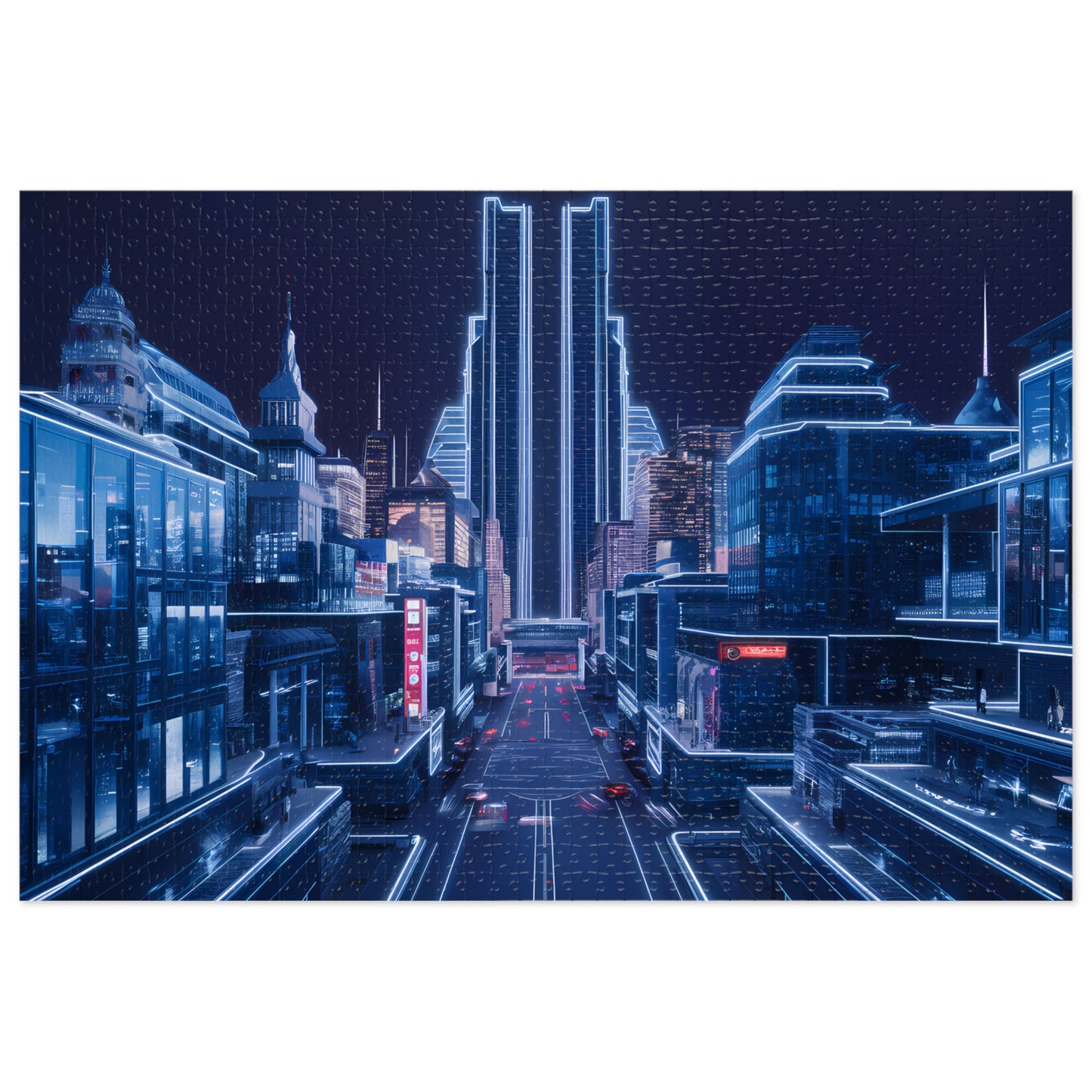 Neon Cityscape at Night - Jigsaw Puzzle (30, 110, 252, 500,1000-Piece)