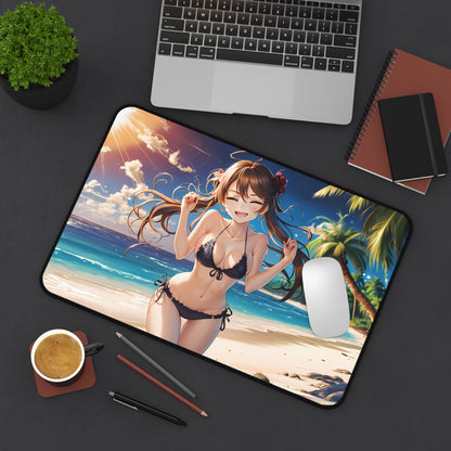 Happy Anime Girl at the beach - Desk Mat