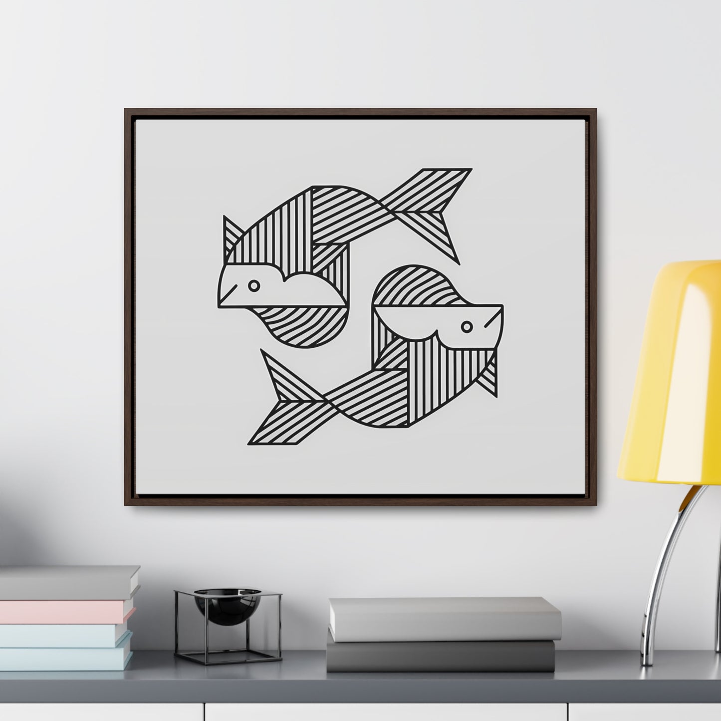 Pisces in Geometric Harmony - Gallery Canvas Wraps, Horizontal Frame