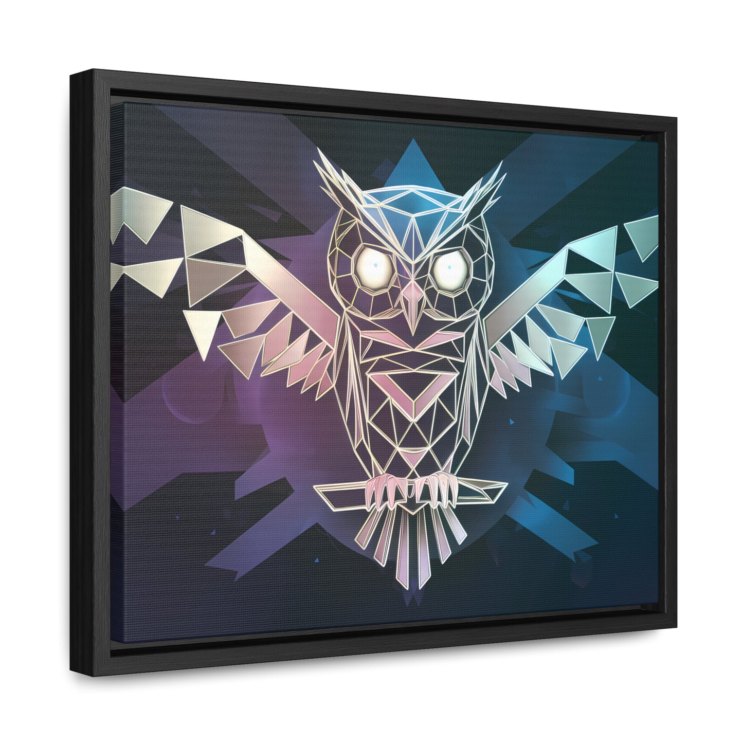 "Geometric Owl of Wisdom" - Gallery Canvas Wraps, Horizontal Frame