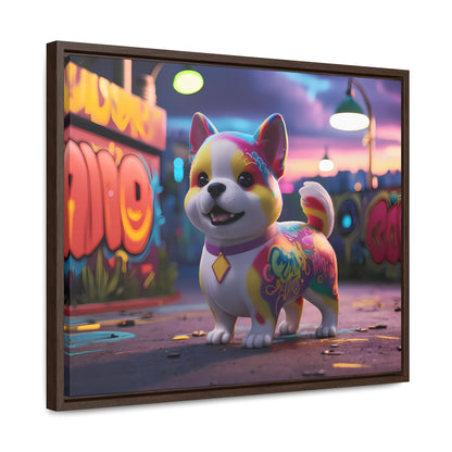 "Graffiti Pup in Neon Alley" - Gallery Canvas Wraps, Horizontal Frame