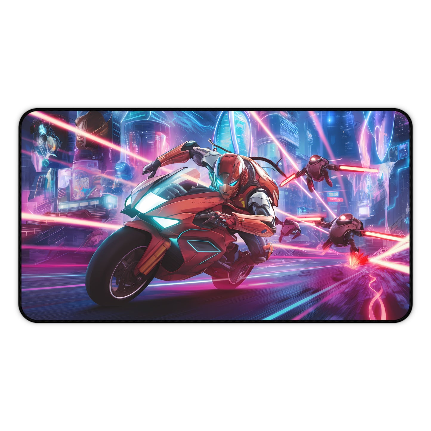 Neon Chase: Cyberbike Pursuit - Desk Mat