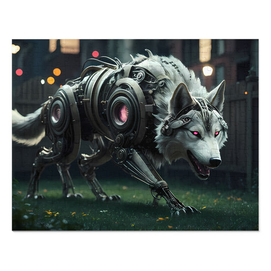 Cybernetic Alpha Wolf in the Urban Night - Jigsaw Puzzle (30, 110, 252, 500,1000-Piece)