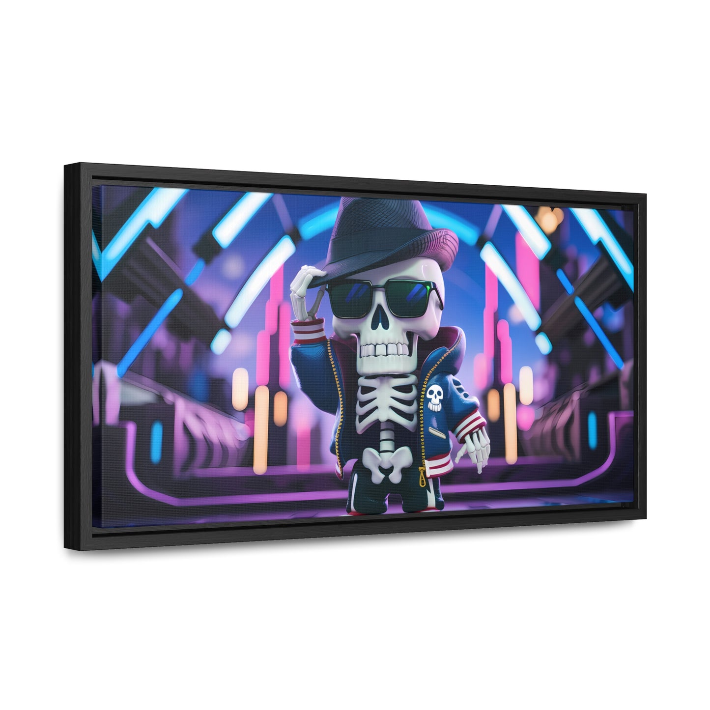 "Neon Skull Groove" - Gallery Canvas Wraps, Horizontal Frame