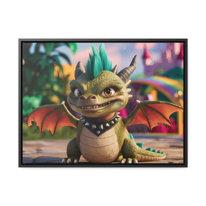 "Spike the Mischievous Baby Dragon" - Gallery Canvas Wraps, Horizontal Frame