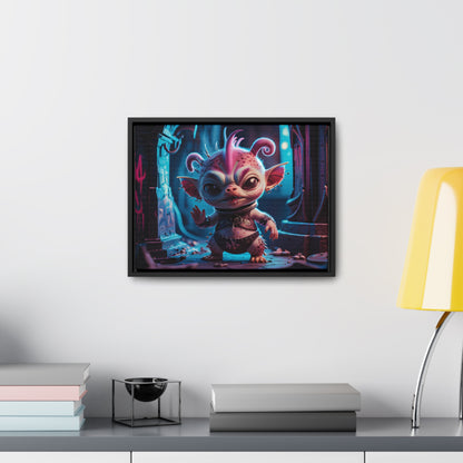 "Punk Goblin in Neon Alley" - Gallery Canvas Wraps, Horizontal Frame