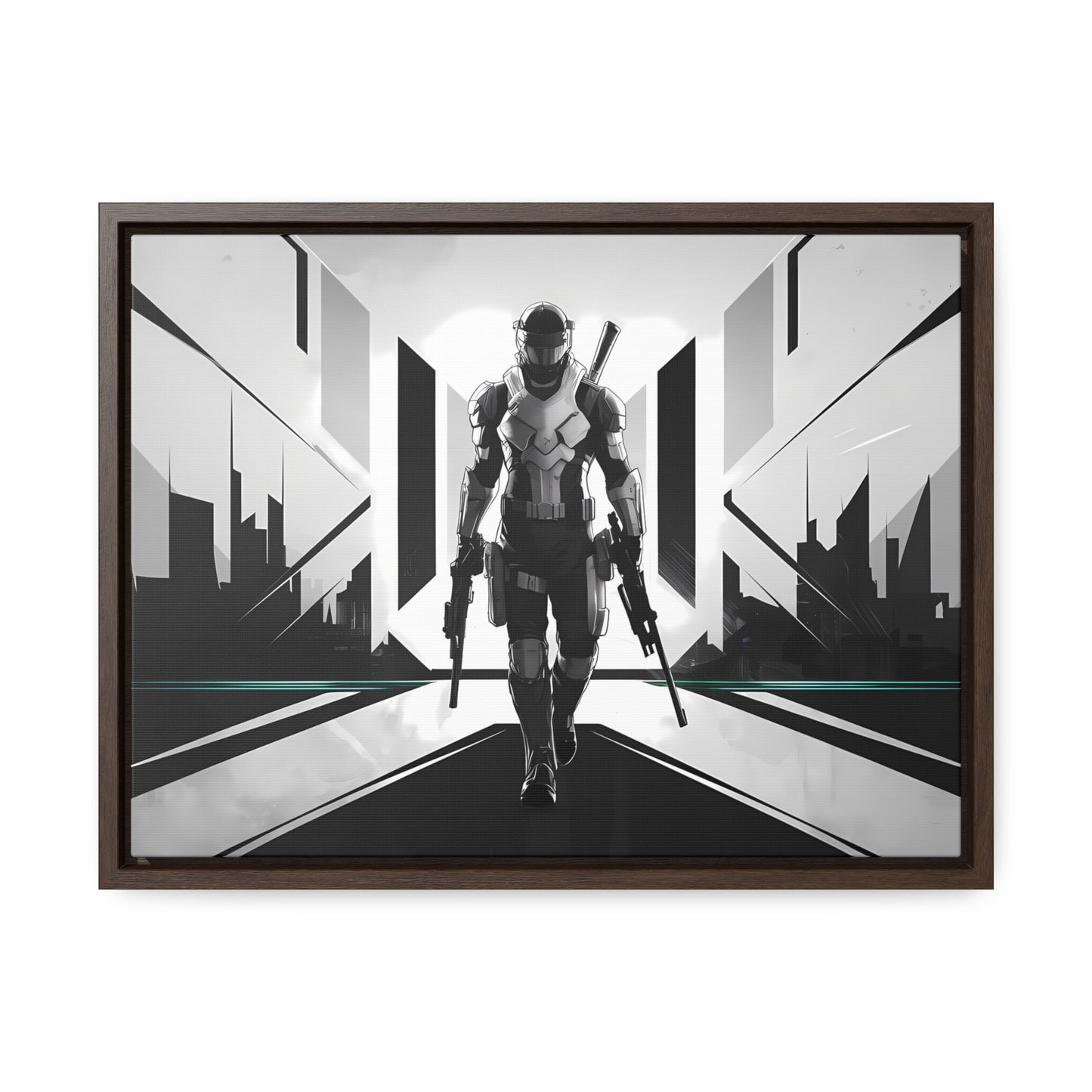 Sentinel of the Neon Metropolis - Gallery Canvas Wraps, Horizontal Frame