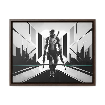 Sentinel of the Neon Metropolis - Gallery Canvas Wraps, Horizontal Frame