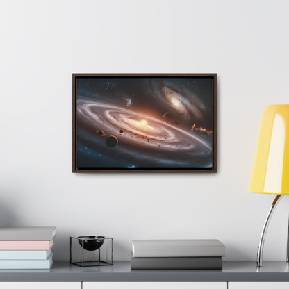 Celestial Symphony: The Dance of Galaxies and Planets - Gallery Canvas Wraps, Horizontal Frame