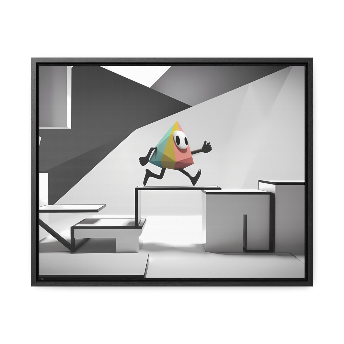 Geometric Adventure in Monochrome World - Gallery Canvas Wraps, Horizontal Frame