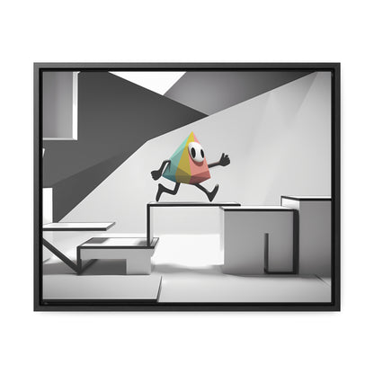 Geometric Adventure in Monochrome World - Gallery Canvas Wraps, Horizontal Frame