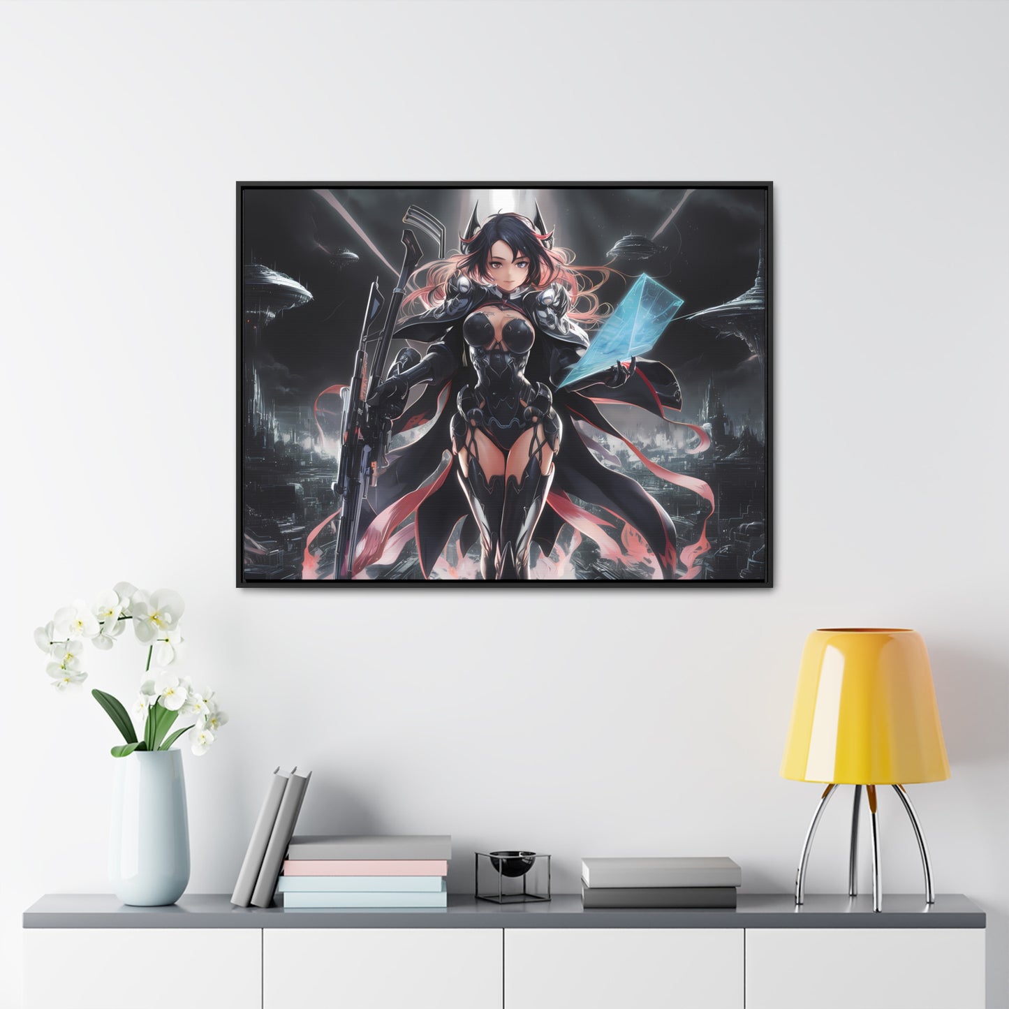 The Sentinel of Neon Skies - Gallery Canvas Wraps, Horizontal Frame