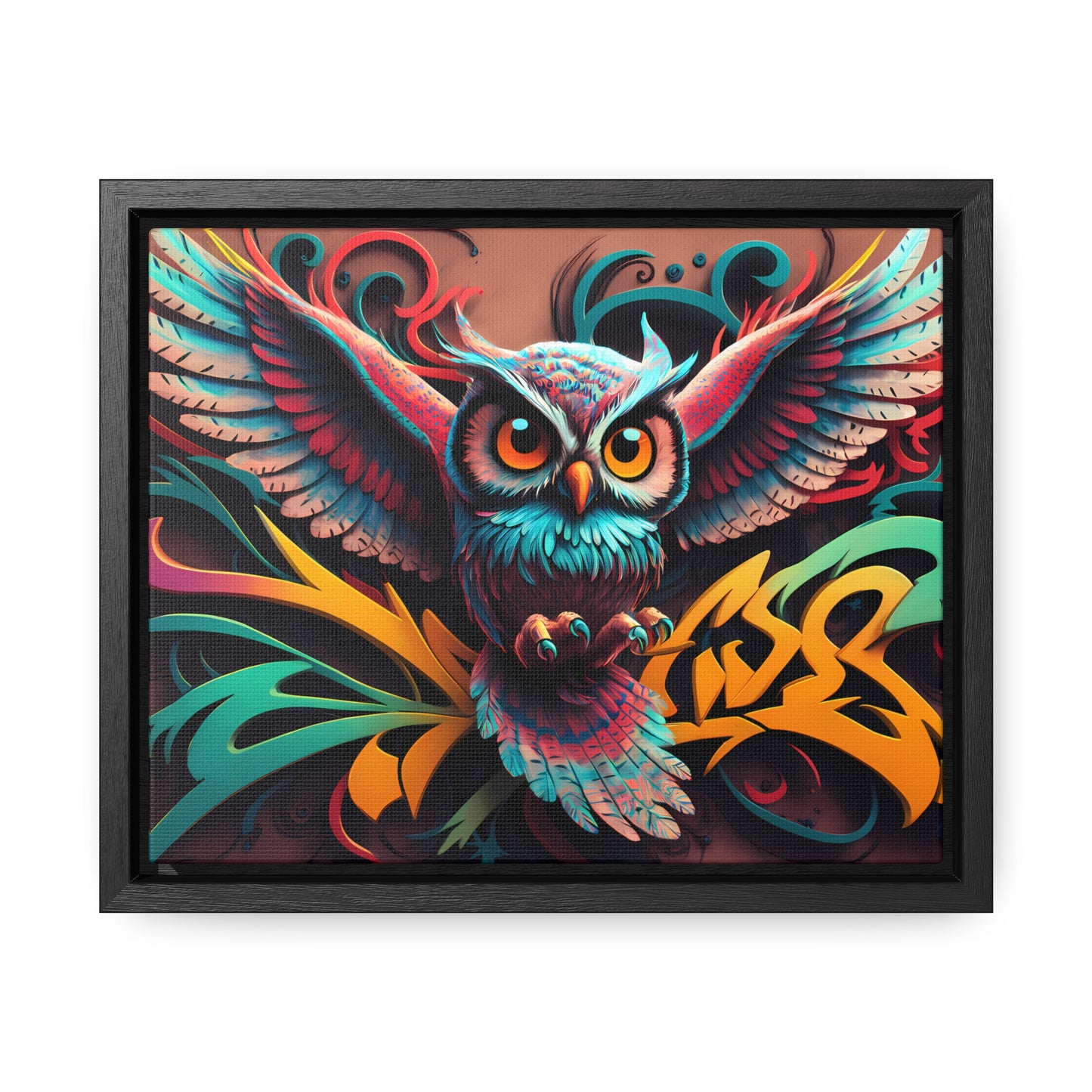 Vibrant Owl Symphony - Gallery Canvas Wraps, Horizontal Frame