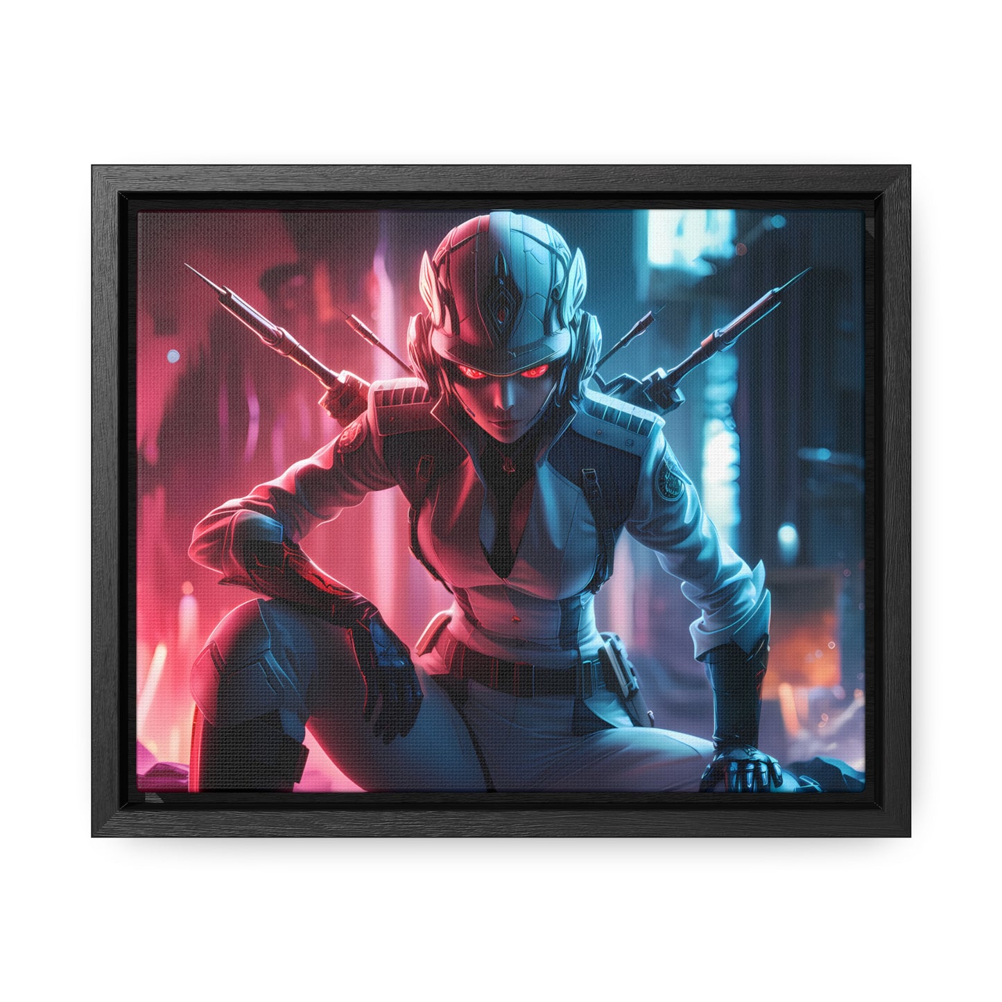 Cybernetic Valkyrie: Neon Enforcer - Gallery Canvas Wraps, Horizontal Frame