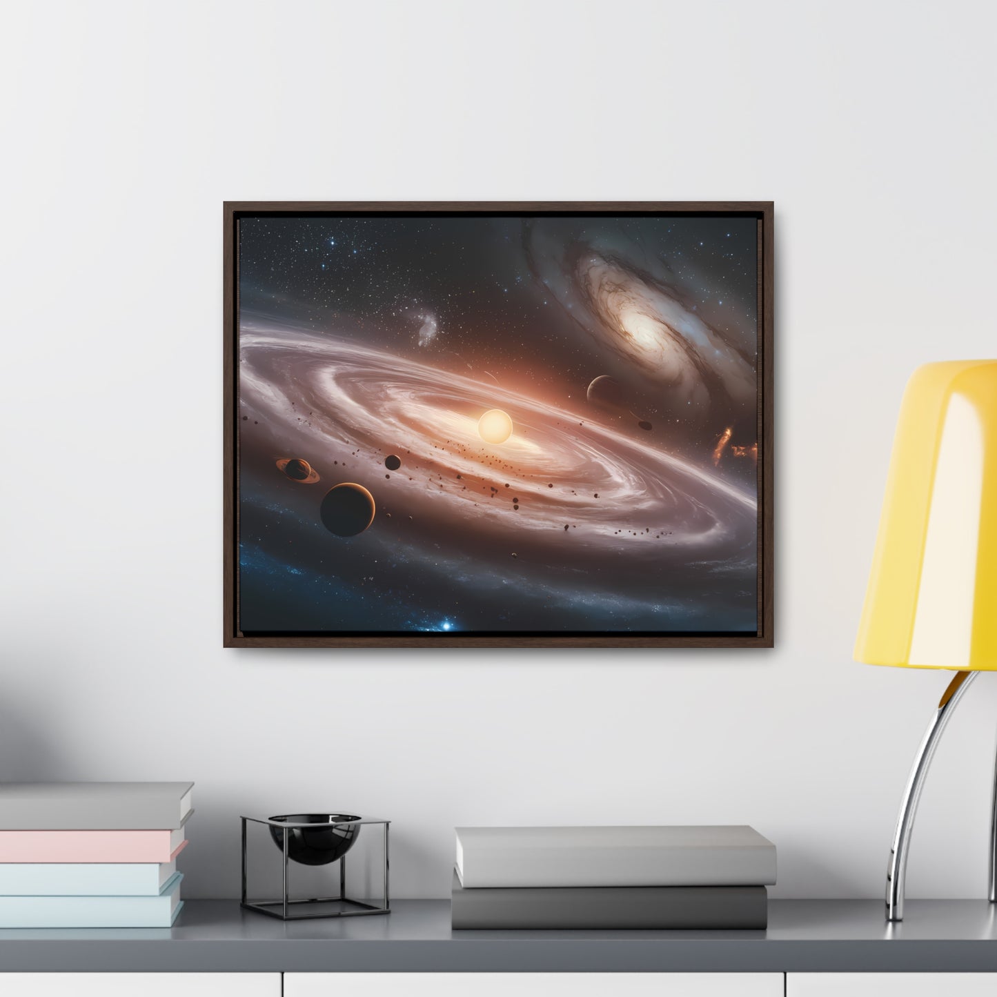 Celestial Symphony: The Dance of Galaxies and Planets - Gallery Canvas Wraps, Horizontal Frame