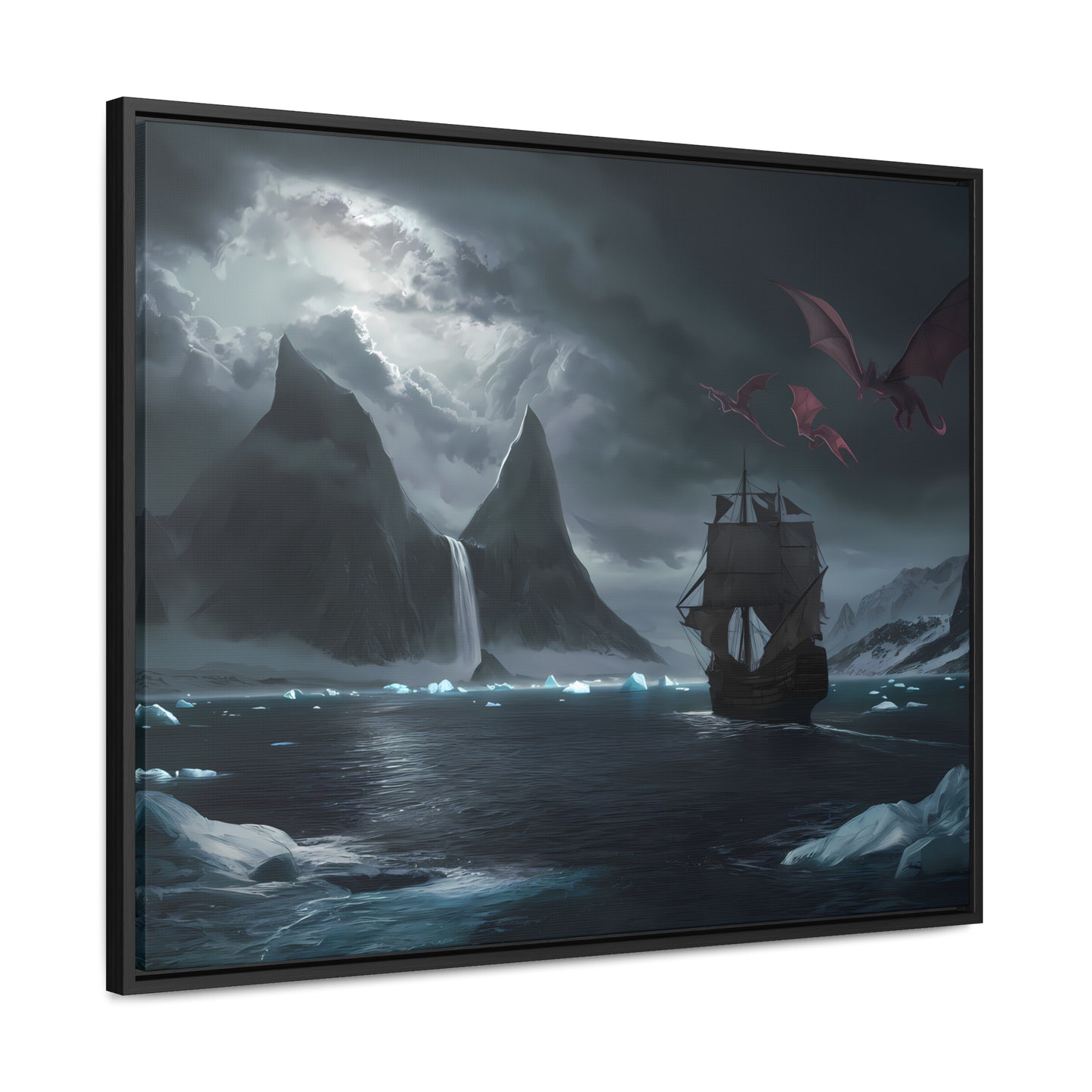 Dragons Over the Frozen Abyss - Gallery Canvas Wraps, Horizontal Frame