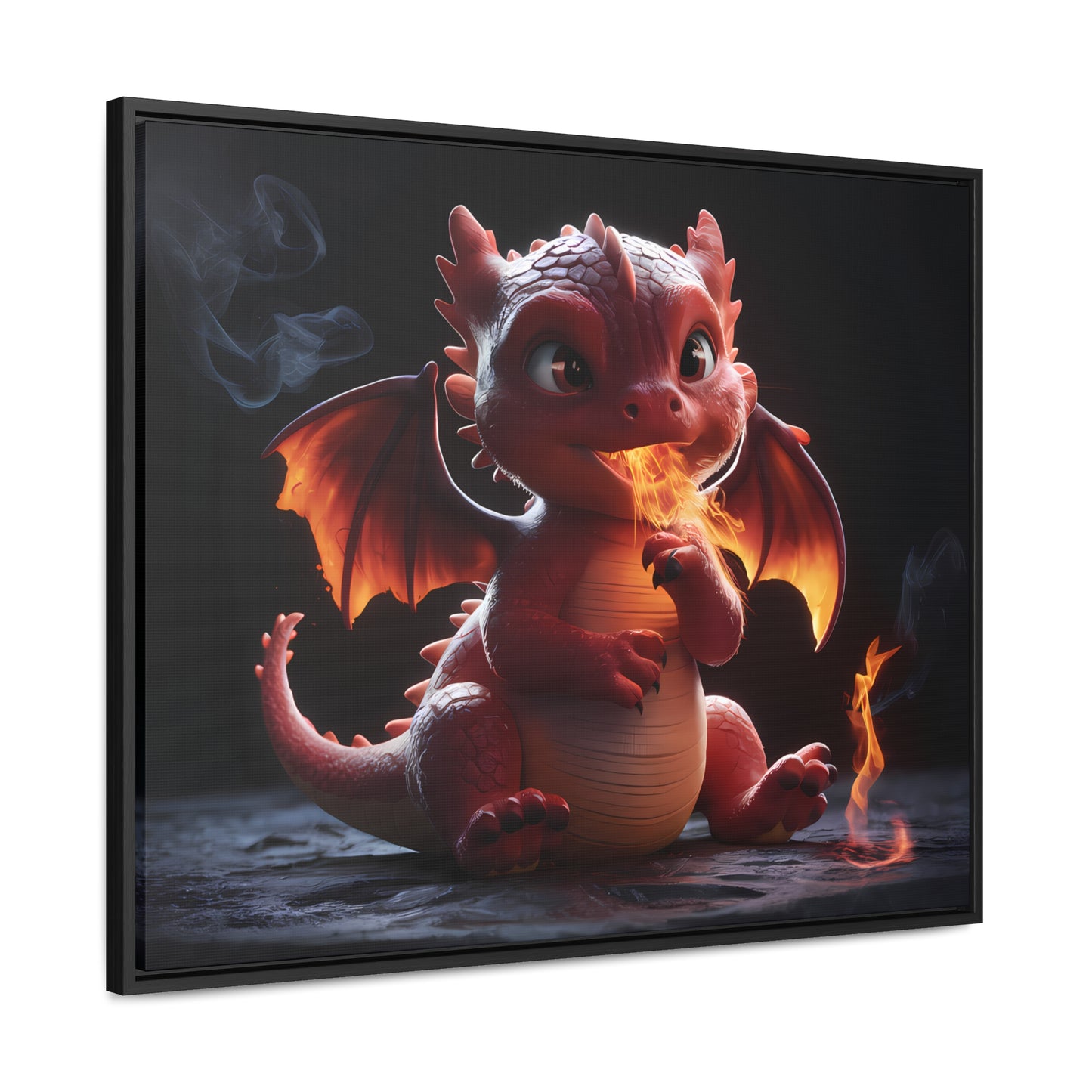 "Baby Dragon's First Flame" - Gallery Canvas Wraps, Horizontal Frame