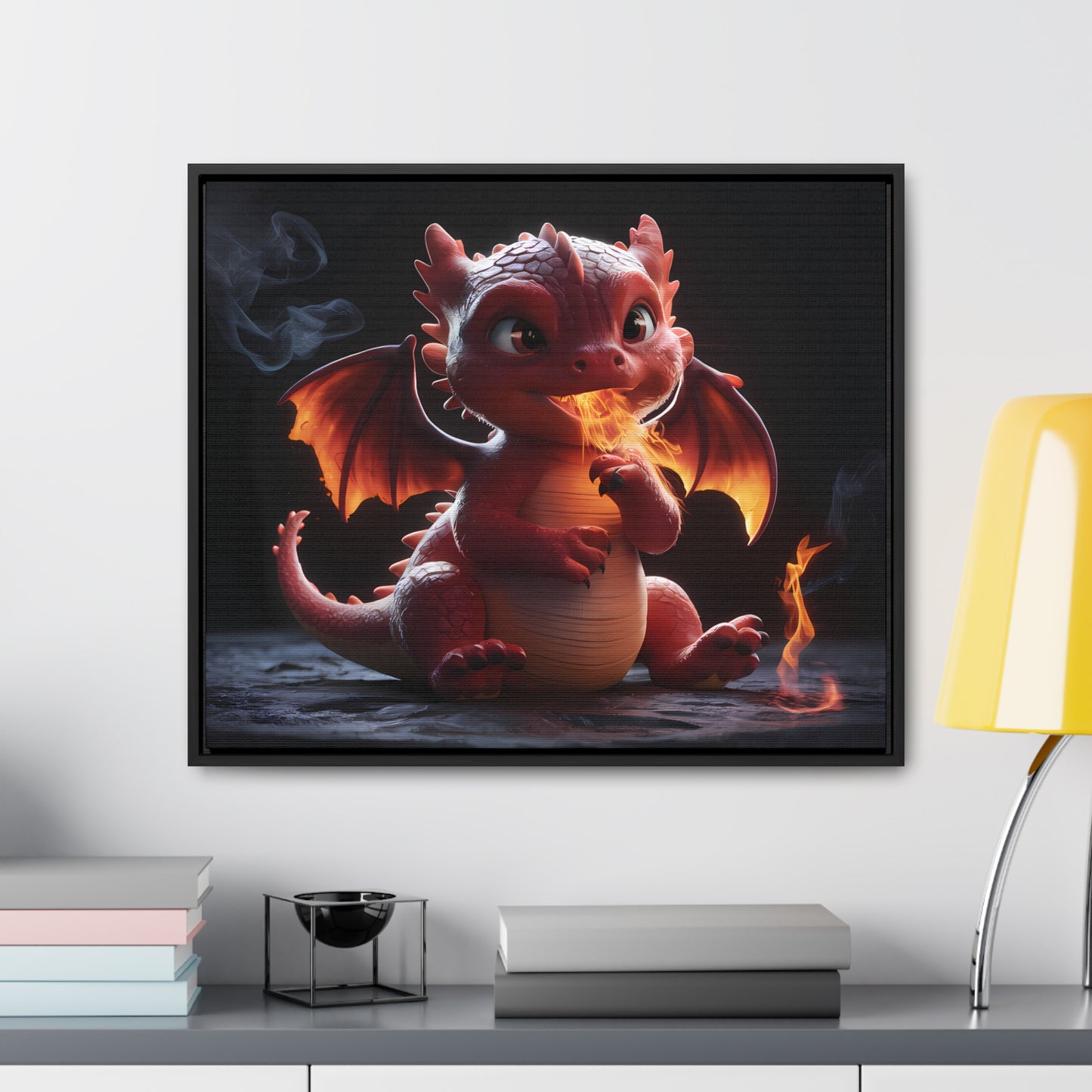 "Baby Dragon's First Flame" - Gallery Canvas Wraps, Horizontal Frame