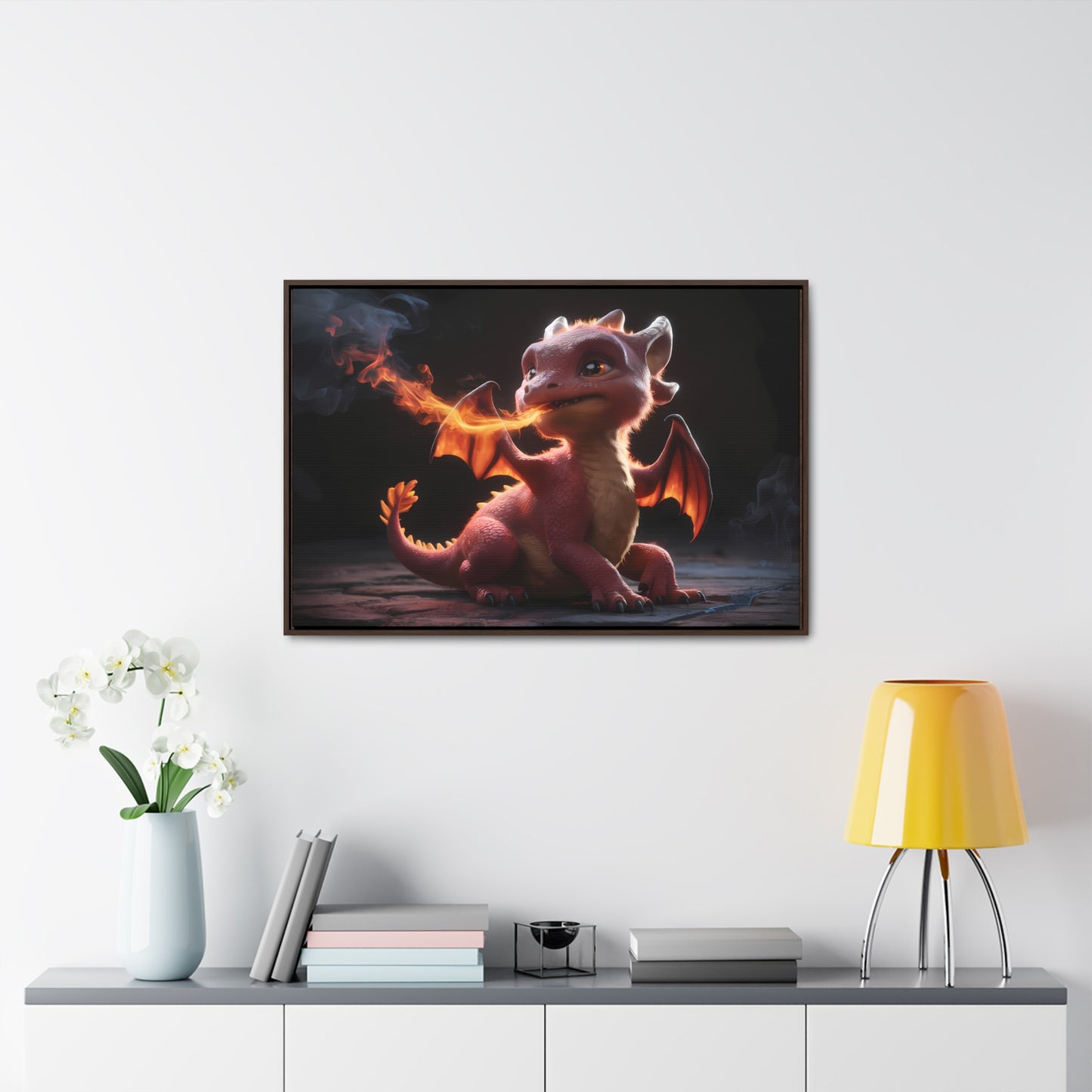 "Baby Dragon's First Flame" - Gallery Canvas Wraps, Horizontal Frame