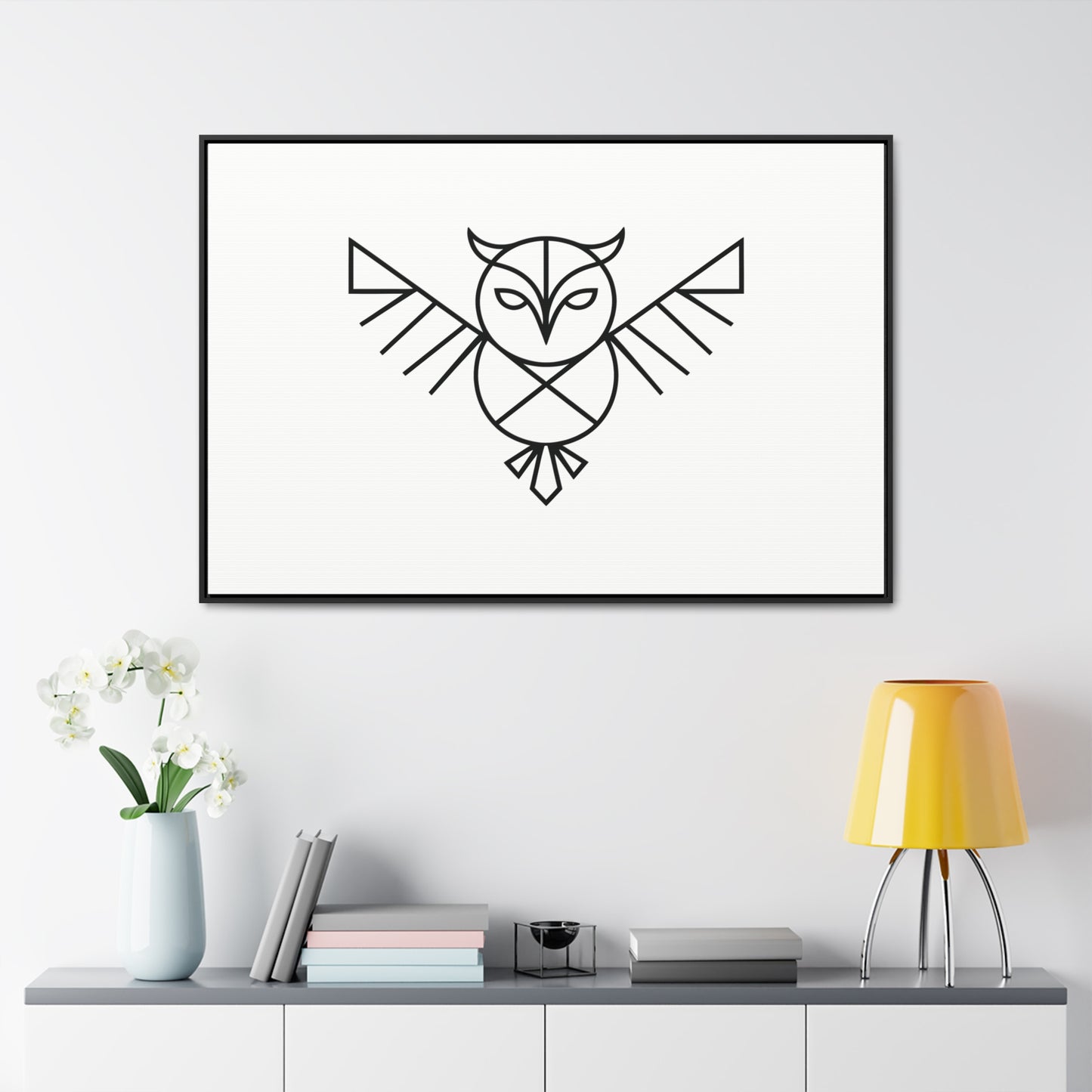 Geometric Owl Symbol - Gallery Canvas Wraps, Horizontal Frame