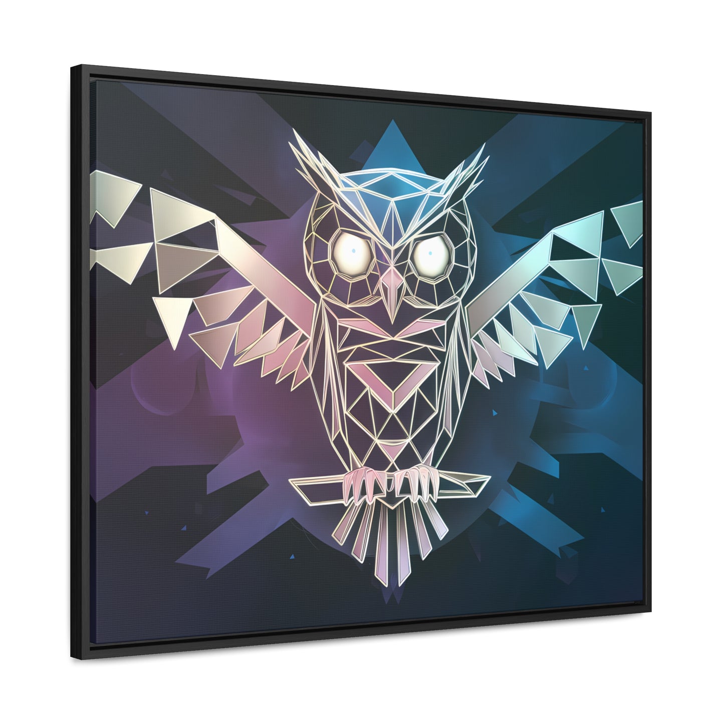 "Geometric Owl of Wisdom" - Gallery Canvas Wraps, Horizontal Frame