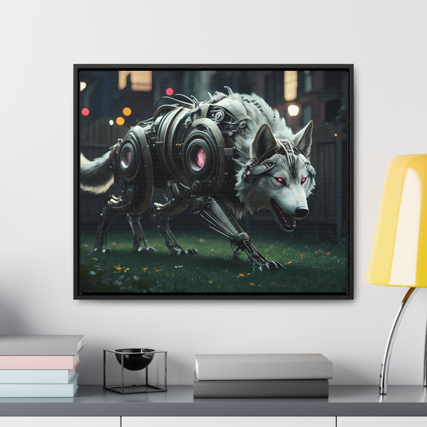 Cyber Wolf Sentinel - Gallery Canvas Wraps, Horizontal Frame