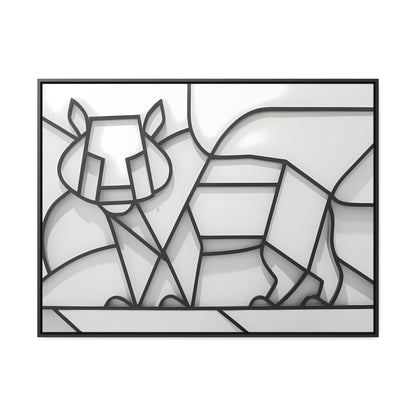 Geometric Rhino in Monochrome - Gallery Canvas Wraps, Horizontal Frame