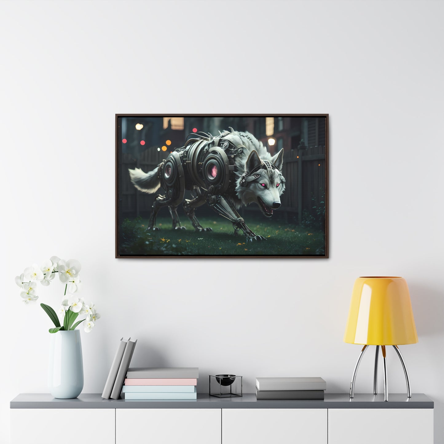 Cyber Wolf Sentinel - Gallery Canvas Wraps, Horizontal Frame