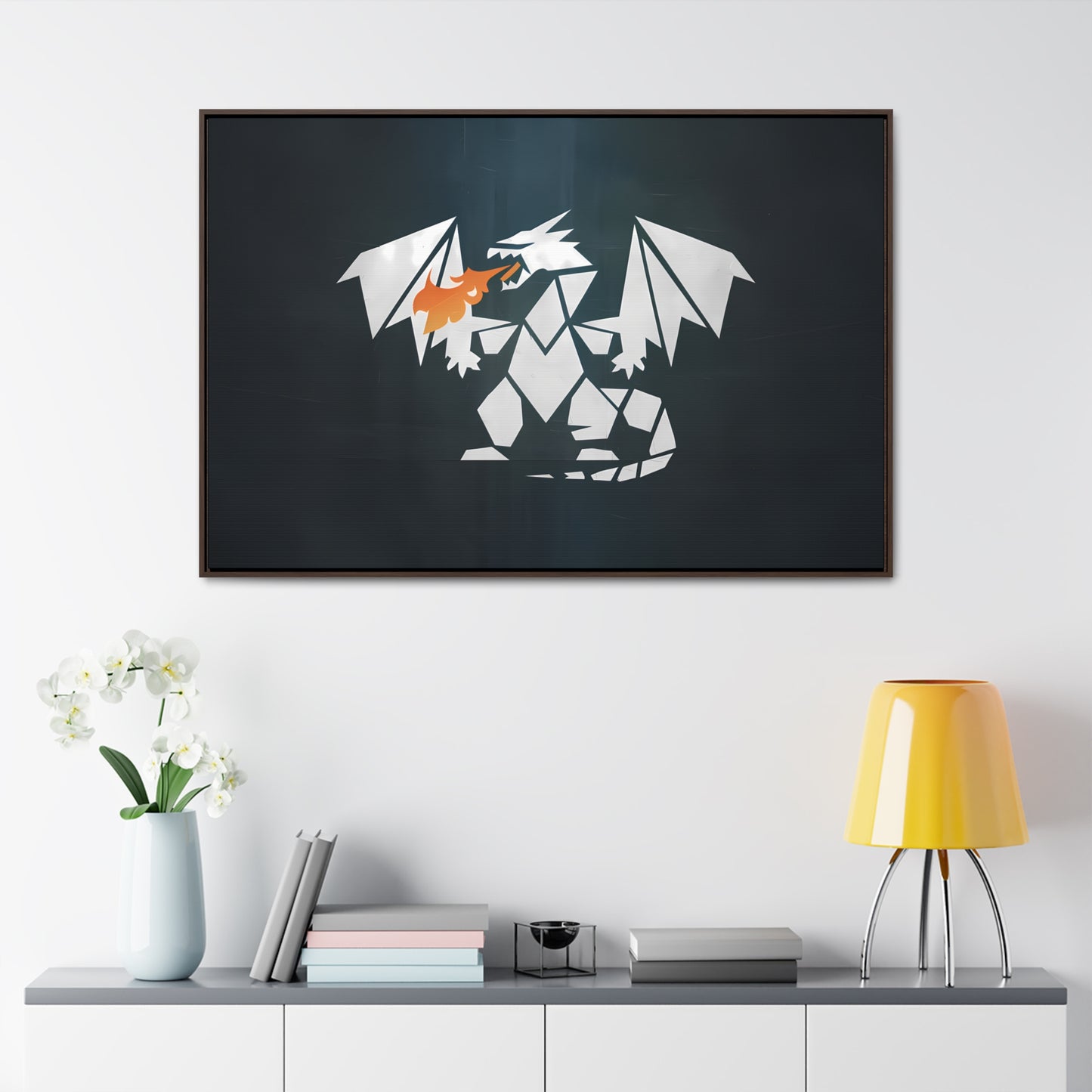 Origami Dragon Flame - Gallery Canvas Wraps, Horizontal Frame