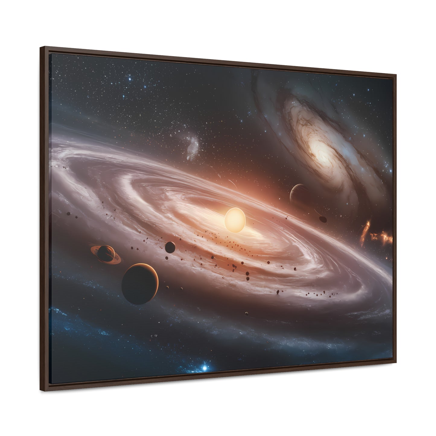 Celestial Symphony: The Dance of Galaxies and Planets - Gallery Canvas Wraps, Horizontal Frame