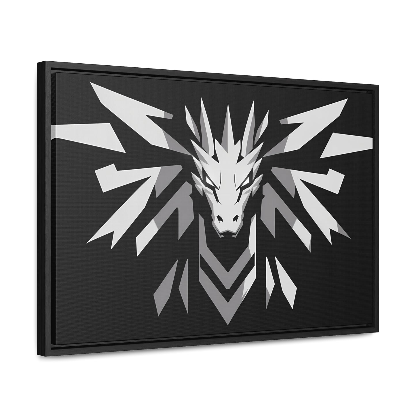 "Silver Dragon Crest" - Gallery Canvas Wraps, Horizontal Frame