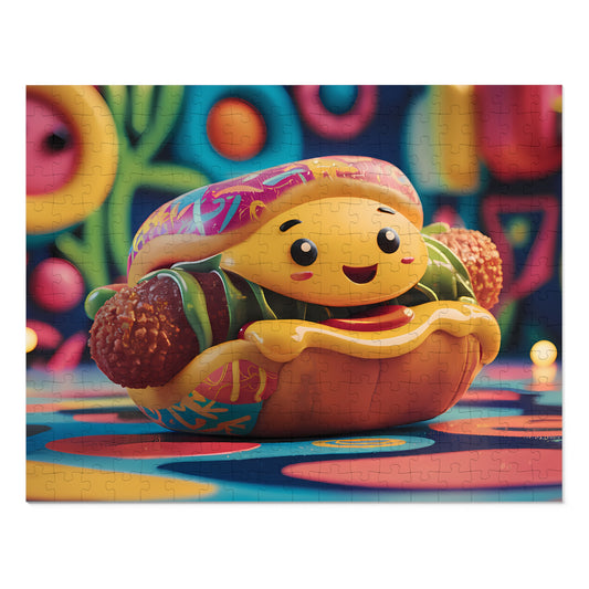 "Cheerful Hotdog Delight" - Jigsaw Puzzle (30, 110, 252, 500,1000-Piece)