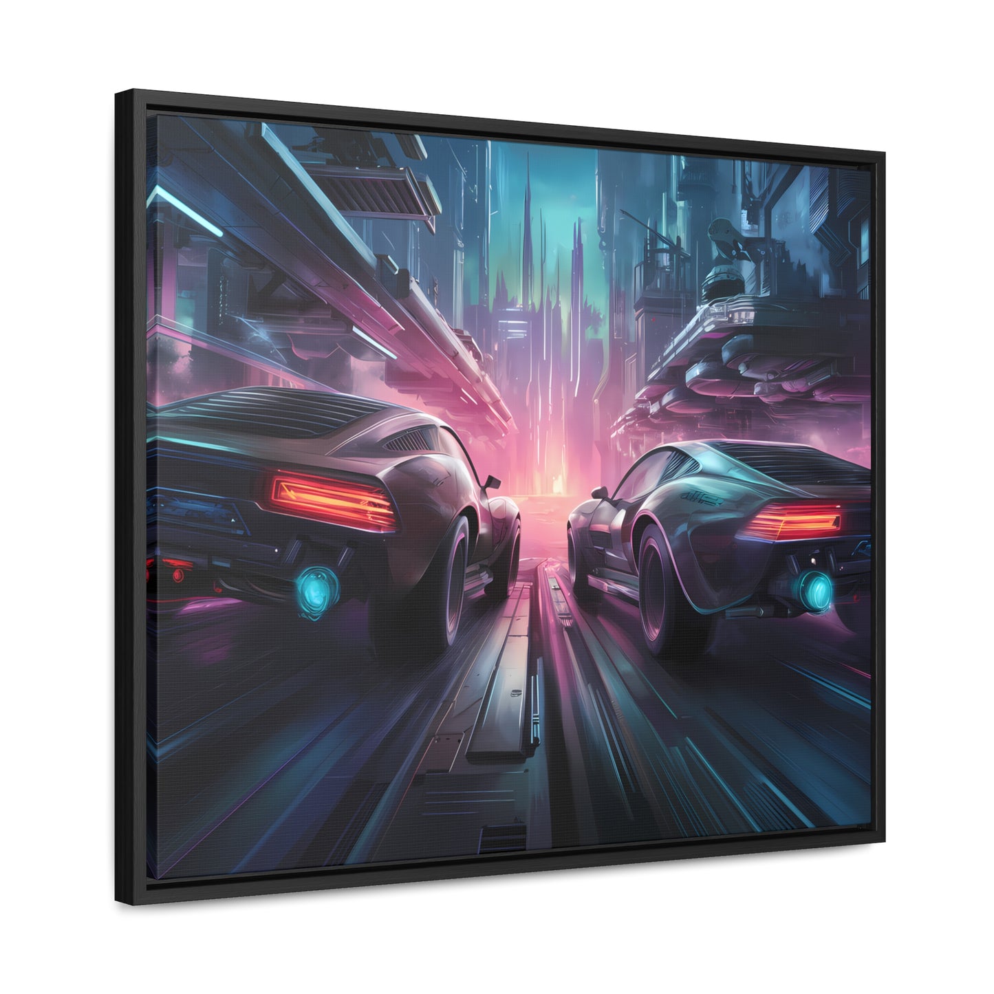 Neon Horizon: Velocity Clash - Gallery Canvas Wraps, Horizontal Frame