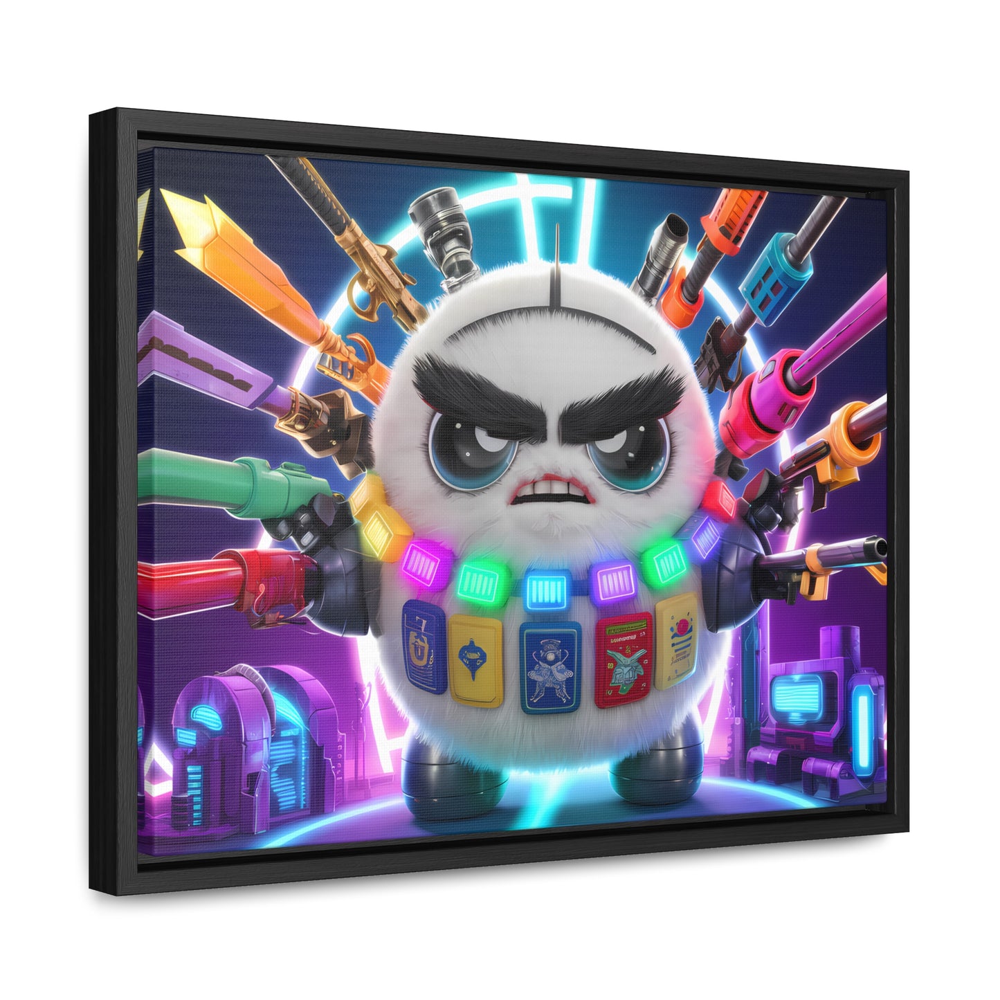 Battle-Ready Fluffbot: The Ultimate Arsenal - Gallery Canvas Wraps, Horizontal Frame