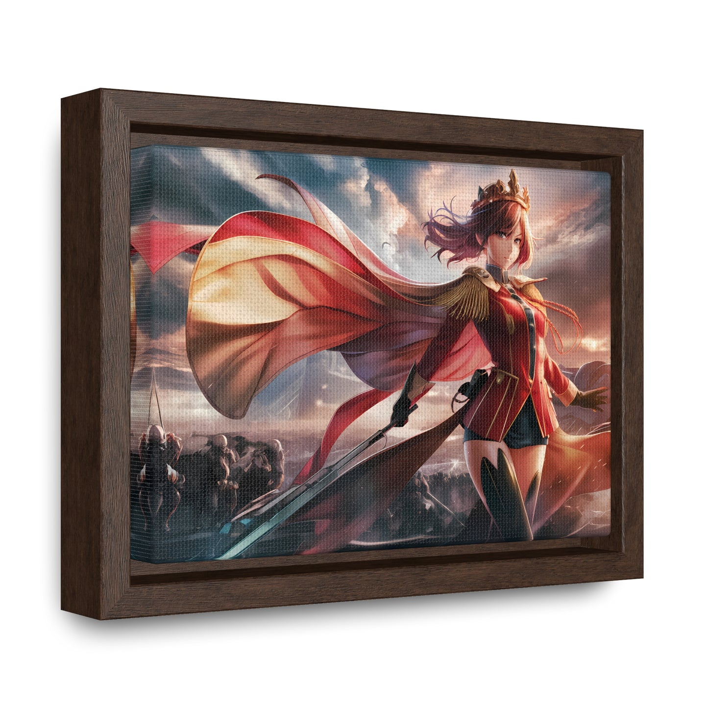 "Crimson Empress: Battle's Edge" - Gallery Canvas Wraps, Horizontal Frame