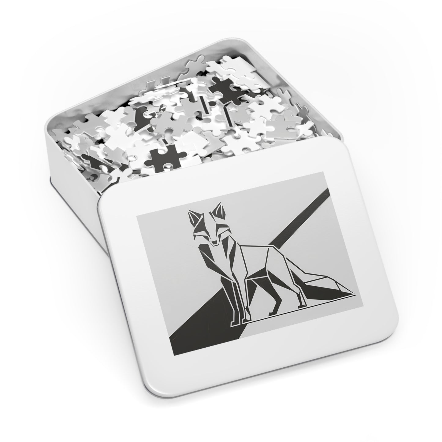 Geometric Fox in Monochrome - Jigsaw Puzzle (30, 110, 252, 500,1000-Piece)