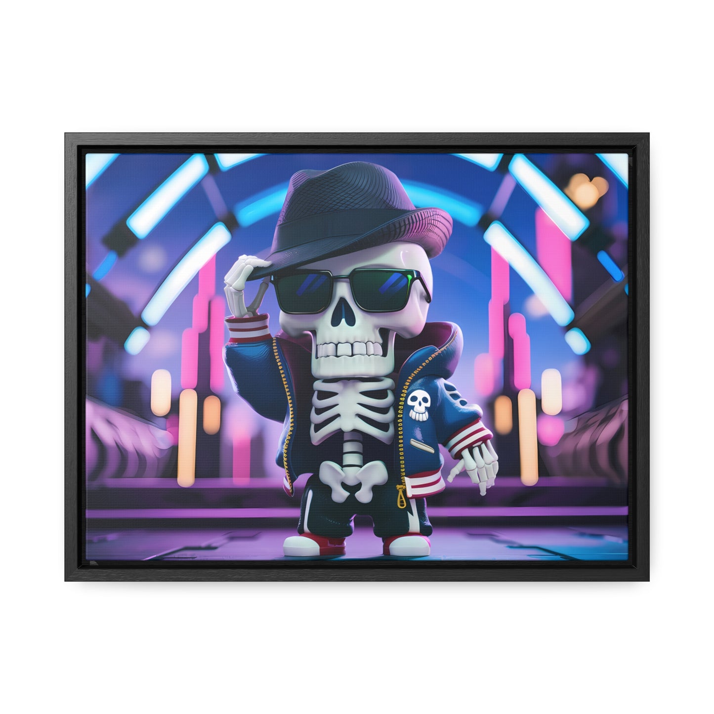 "Neon Skull Groove" - Gallery Canvas Wraps, Horizontal Frame