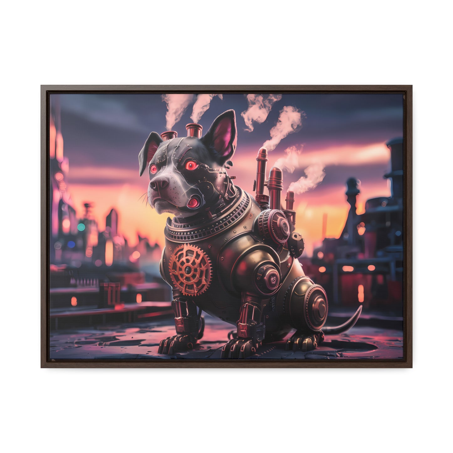 Cyber Canine: Steampunk Sentinel - Gallery Canvas Wraps, Horizontal Frame