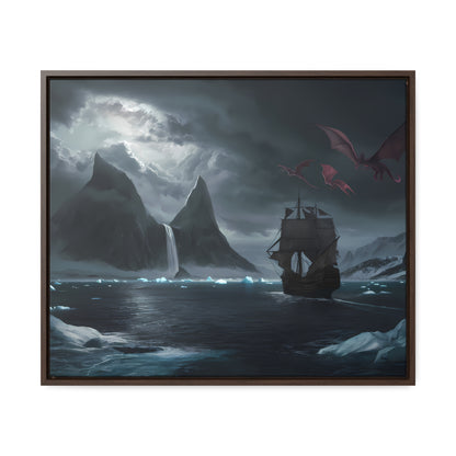 Dragons Over the Frozen Abyss - Gallery Canvas Wraps, Horizontal Frame