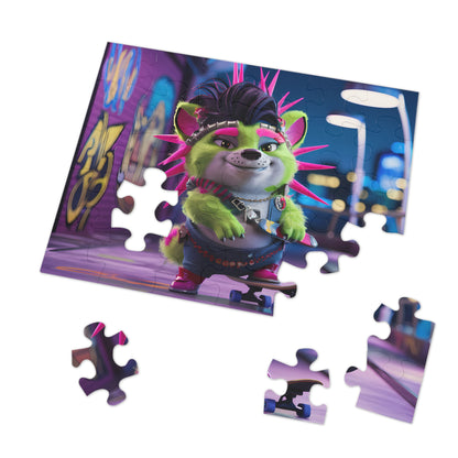 Neon Punk Skater in the City - Jigsaw Puzzle (30, 110, 252, 500,1000-Piece)